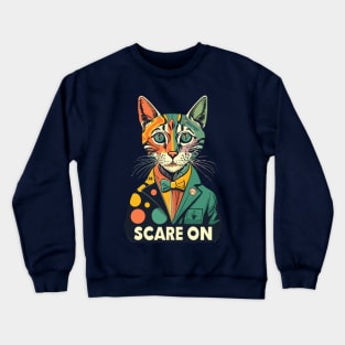 Halloween 'scare on' retro cat Crewneck Sweatshirt